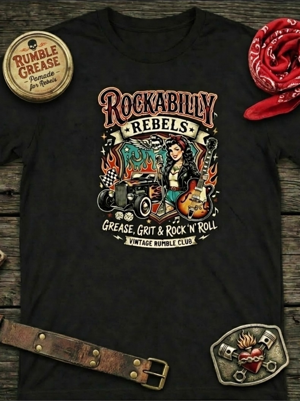 Rockabilly Rebels Hot Rod Graphic Tee | Retro Rock ’n’ Roll Shirt | Vintage Car